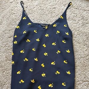 Banana Republic Navy Camisole with Yellow Lemon Motif